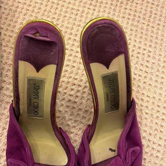 Jimmy Choo Purple and Wood Heels - Picture 7 of 10